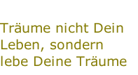 Träume nicht Dein Leben, sondern lebe Deine Träume